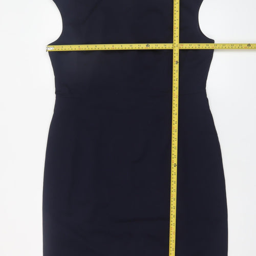 Jaeger Women’s Blue Wool Sheath Knee Length Work Dress UK 14