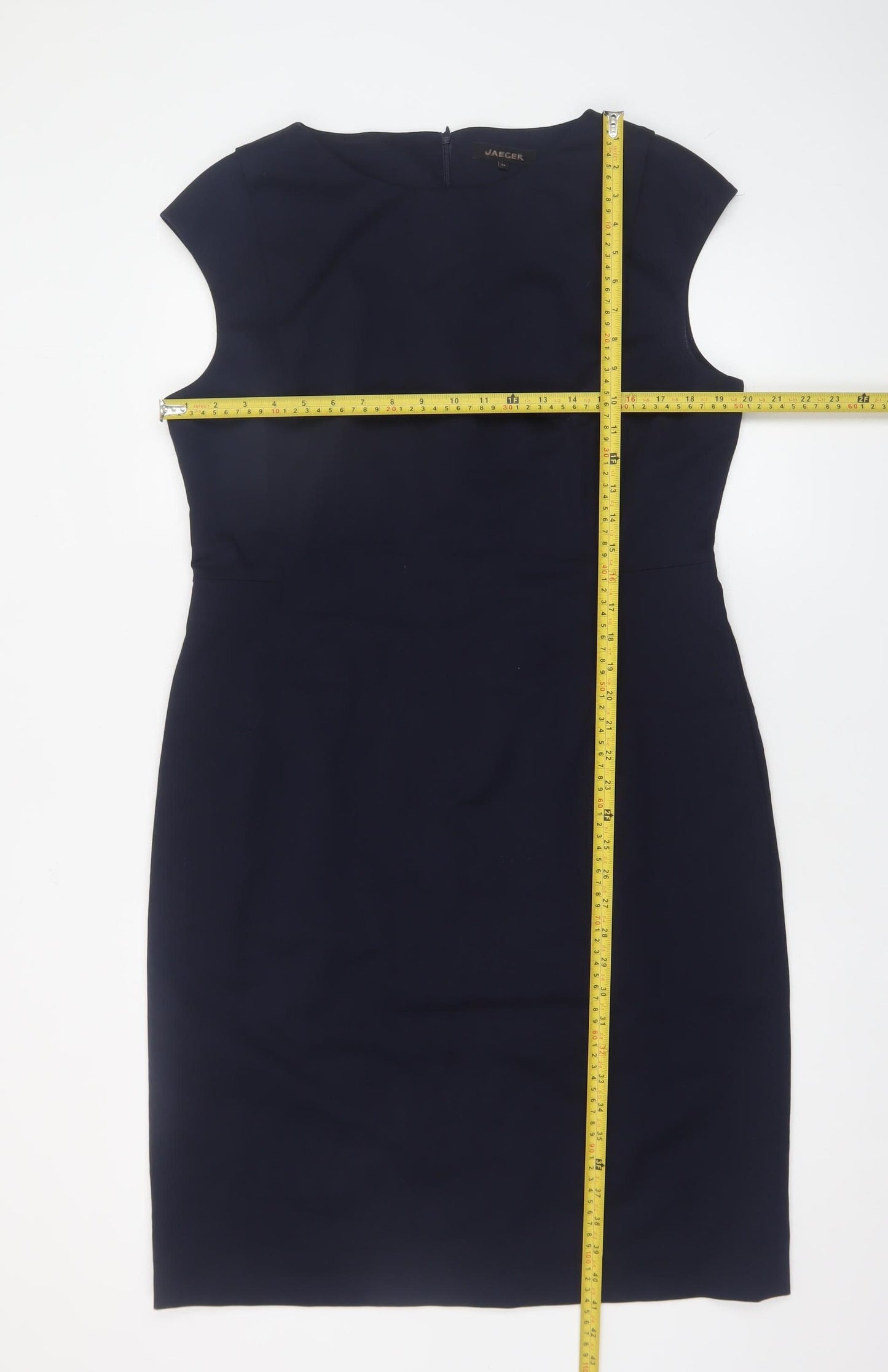 Jaeger Women’s Blue Wool Sheath Knee Length Work Dress UK 14