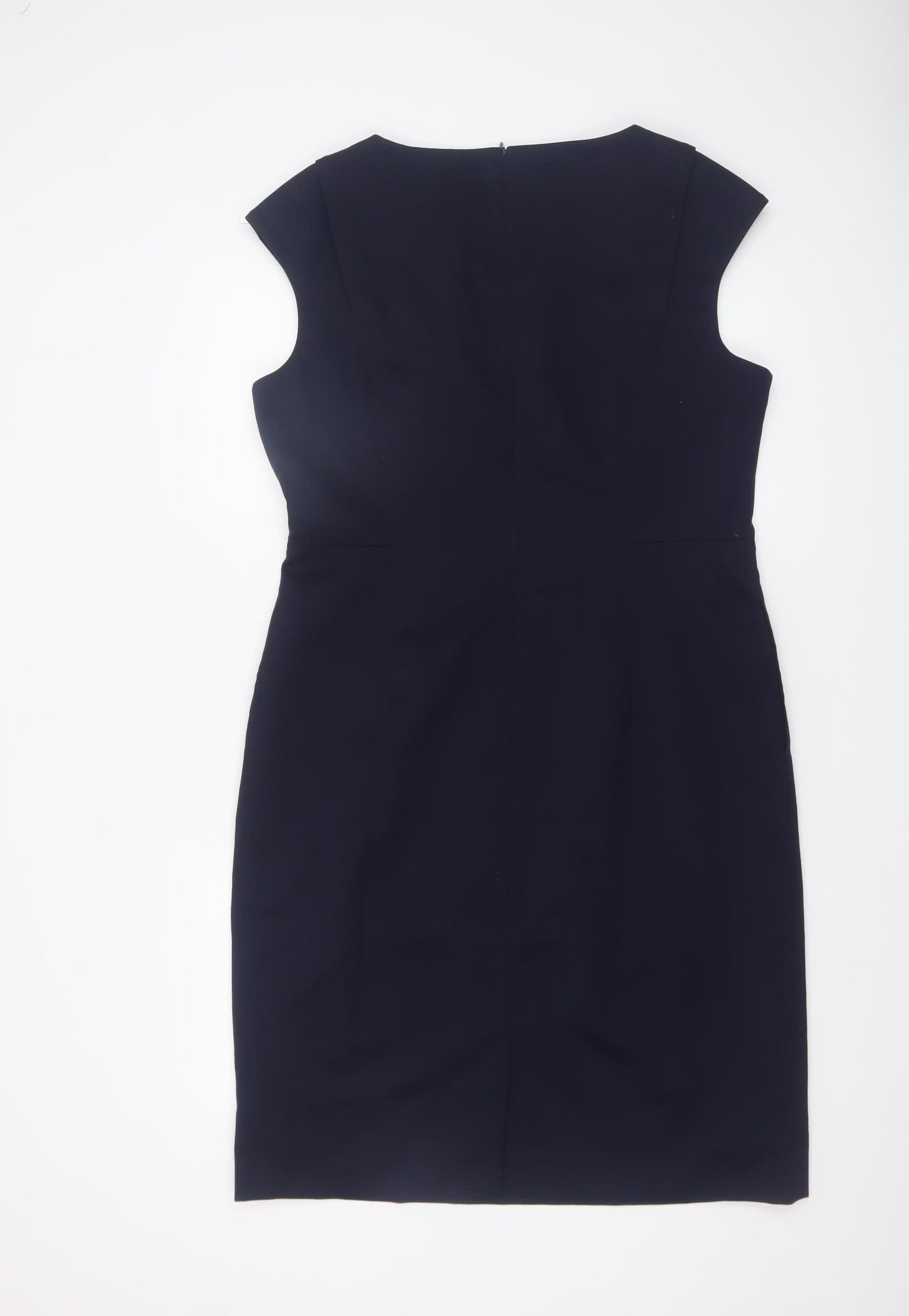 Jaeger Women’s Blue Wool Sheath Knee Length Work Dress UK 14