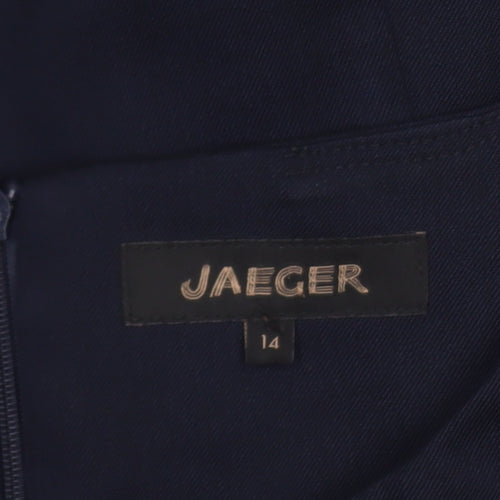 Jaeger Women’s Blue Wool Sheath Knee Length Work Dress UK 14