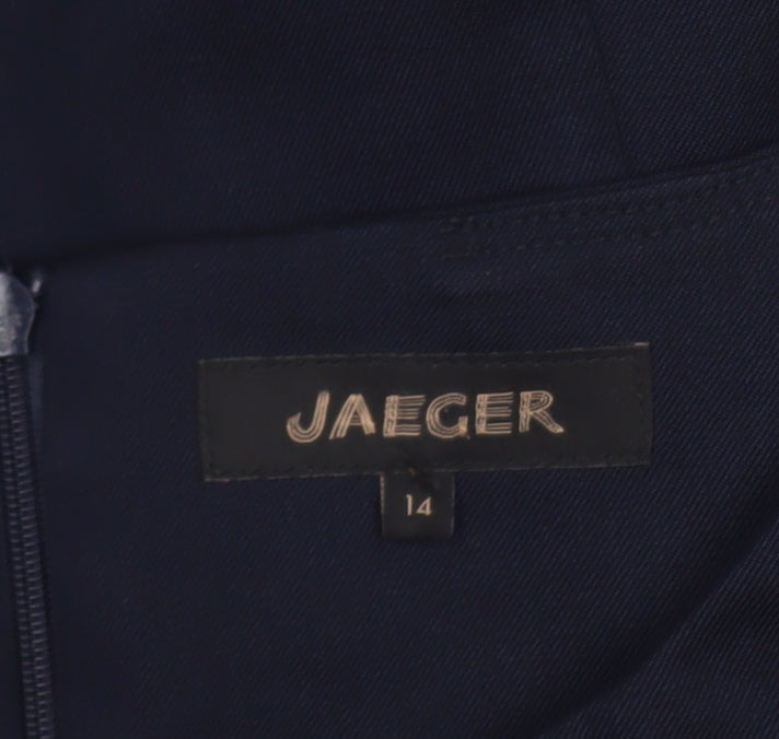 Jaeger Women’s Blue Wool Sheath Knee Length Work Dress UK 14