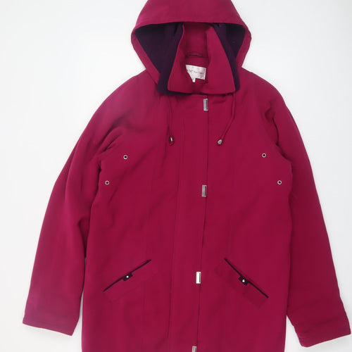 EWM Pure Classics Women’s Magenta Hooded Mid-Length Polyester Coat Size 10