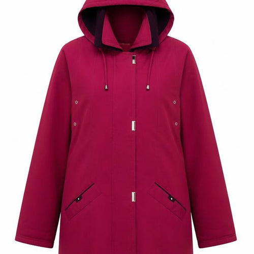EWM Pure Classics Women’s Magenta Hooded Mid-Length Polyester Coat Size 10