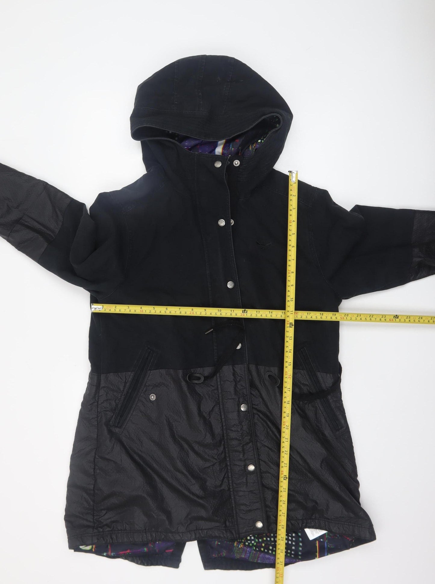 adidas Women Black Parka Jacket Size 14 Hooded Lined Zip