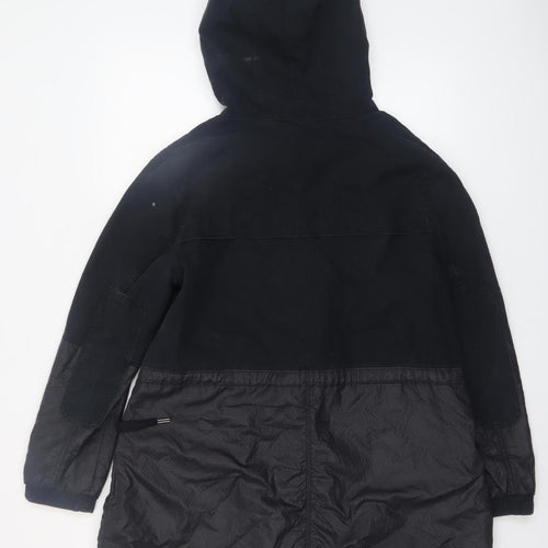 adidas Women Black Parka Jacket Size 14 Hooded Lined Zip