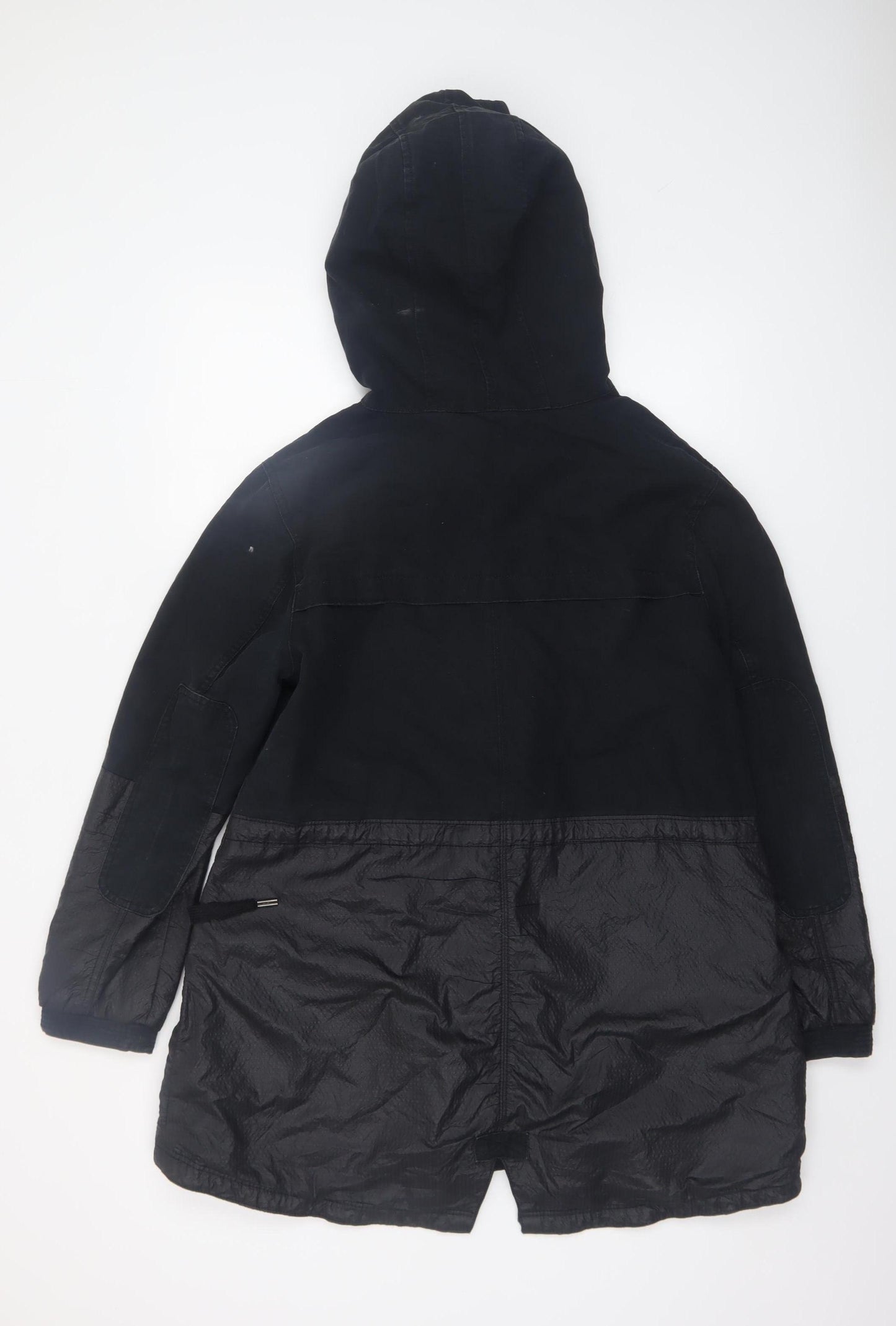 adidas Women Black Parka Jacket Size 14 Hooded Lined Zip
