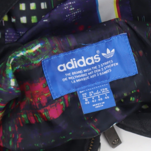 adidas Women Black Parka Jacket Size 14 Hooded Lined Zip