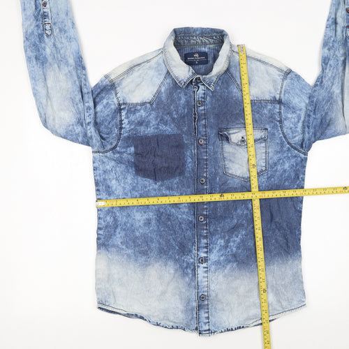 TNG Women Blue Denim Button-Up Long Sleeve Cotton Shirt M