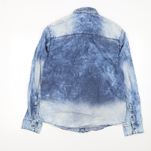 TNG Women Blue Denim Button-Up Long Sleeve Cotton Shirt M