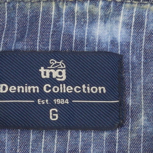 TNG Women Blue Denim Button-Up Long Sleeve Cotton Shirt M