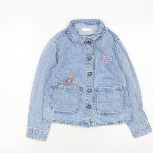 Leigh Tucker Willow Girls Blue Denim Embroidered Shirt Jacket 8-9 Years