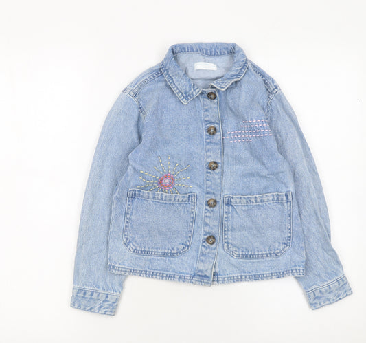 Leigh Tucker Willow Girls Blue Denim Embroidered Shirt Jacket 8-9 Years