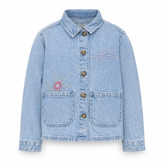 Leigh Tucker Willow Girls Blue Denim Embroidered Shirt Jacket 8-9 Years