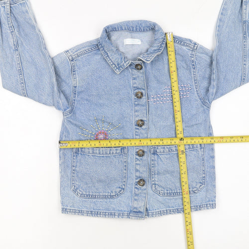 Leigh Tucker Willow Girls Blue Denim Embroidered Shirt Jacket 8-9 Years