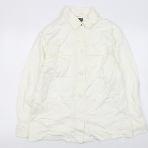 Primark Women's Ivory Button-Up Lyocell Cotton Long Sleeve Shirt Size S