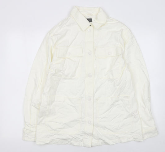 Primark Women's Ivory Button-Up Lyocell Cotton Long Sleeve Shirt Size S