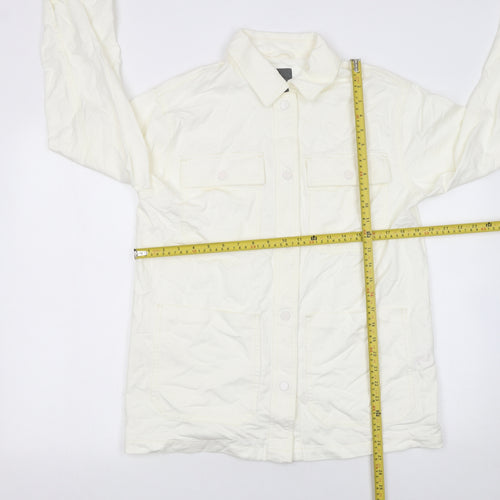 Primark Women's Ivory Button-Up Lyocell Cotton Long Sleeve Shirt Size S