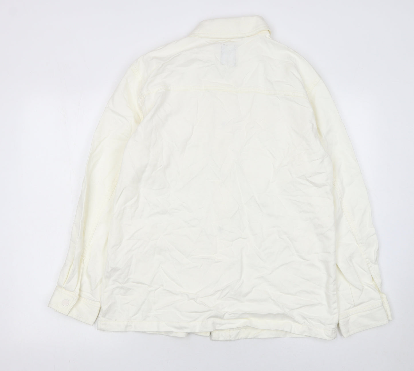 Primark Women's Ivory Button-Up Lyocell Cotton Long Sleeve Shirt Size S