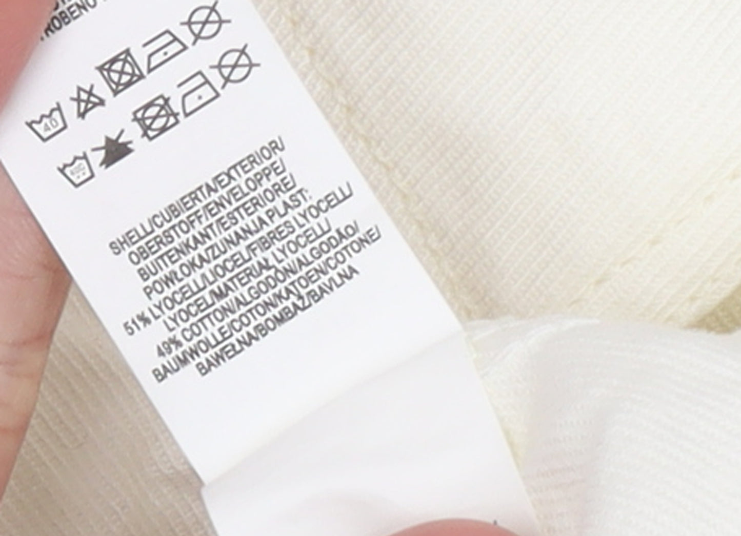 Primark Women's Ivory Button-Up Lyocell Cotton Long Sleeve Shirt Size S