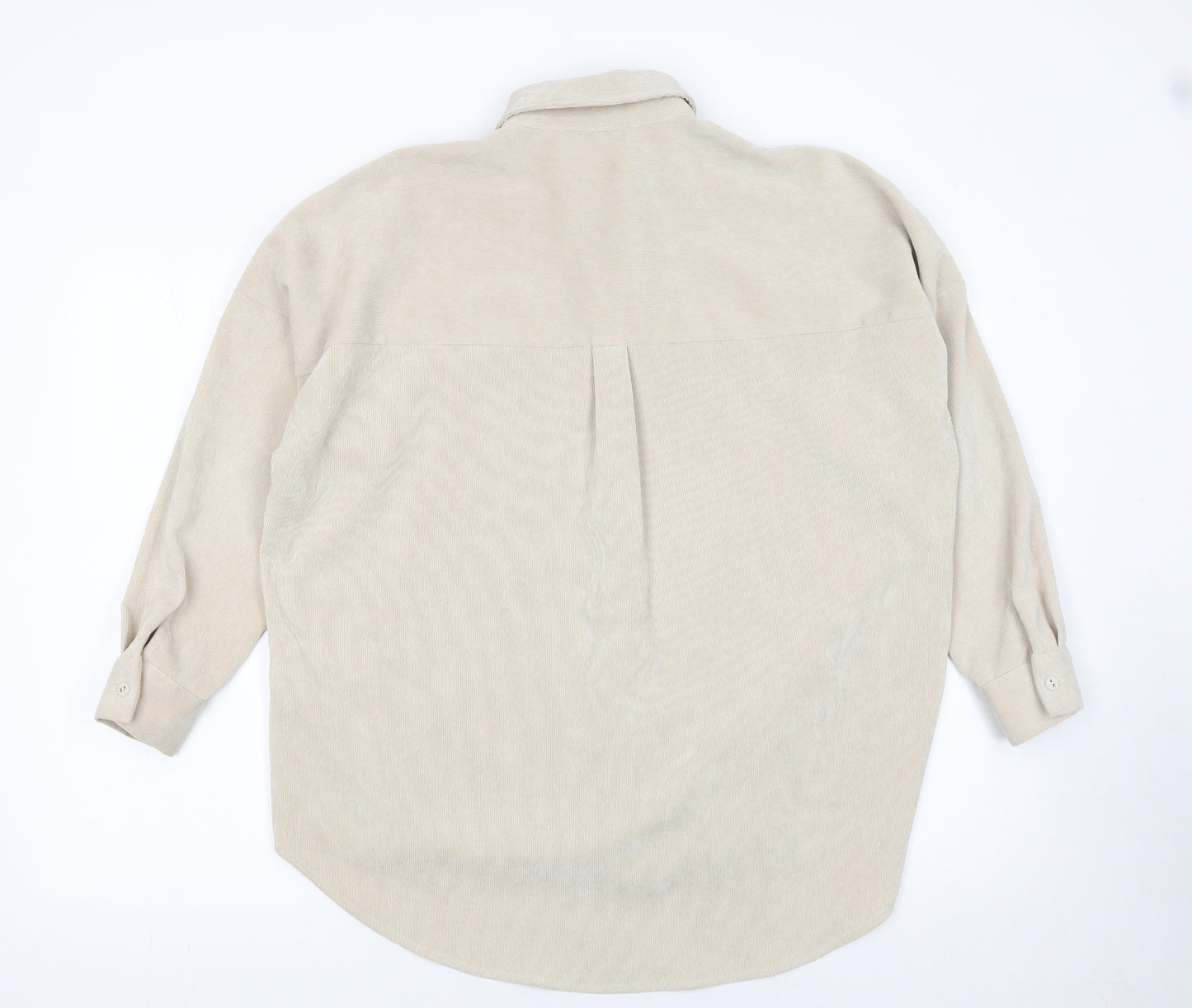 Zara Basic Women Beige Corduroy Button-Up Shirt Size 8