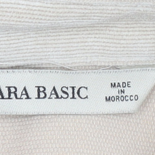 Zara Basic Women Beige Corduroy Button-Up Shirt Size 8