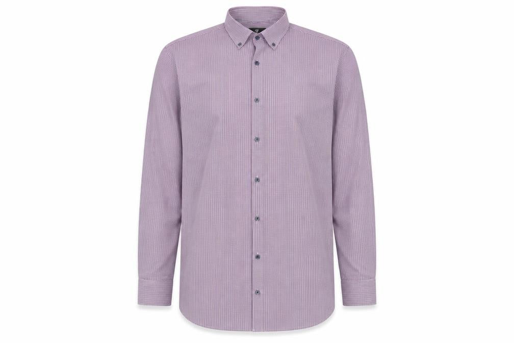 Front view of Marks & Spencer Men's Multicoloured Check Long Sleeve Button-Up Shirt, size 16, Regular