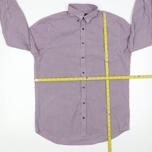 Marks and Spencer Men's Multicoloured Check Long Sleeve Button-Up Shirt Size 16 Regular