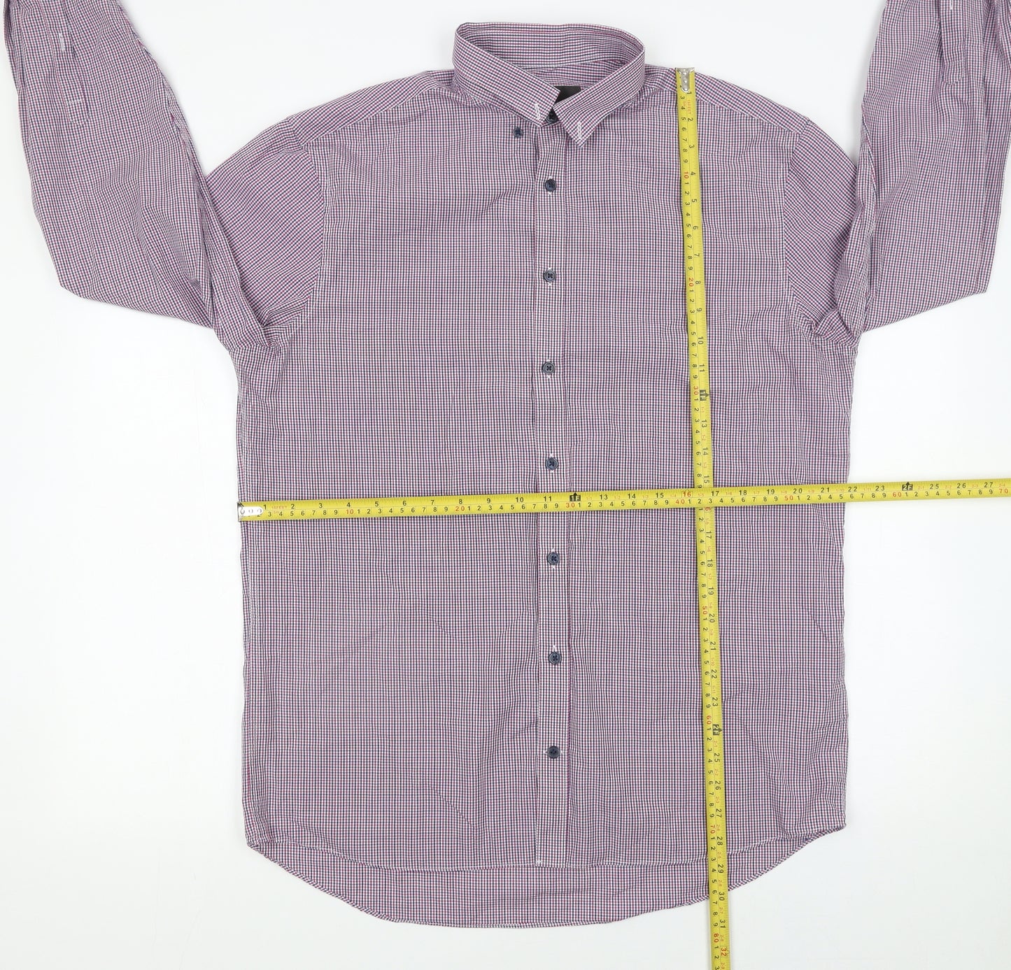 Marks and Spencer Men's Multicoloured Check Long Sleeve Button-Up Shirt Size 16 Regular