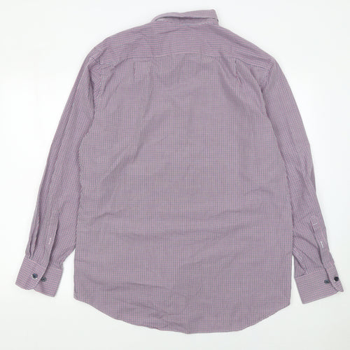 Marks and Spencer Men's Multicoloured Check Long Sleeve Button-Up Shirt Size 16 Regular