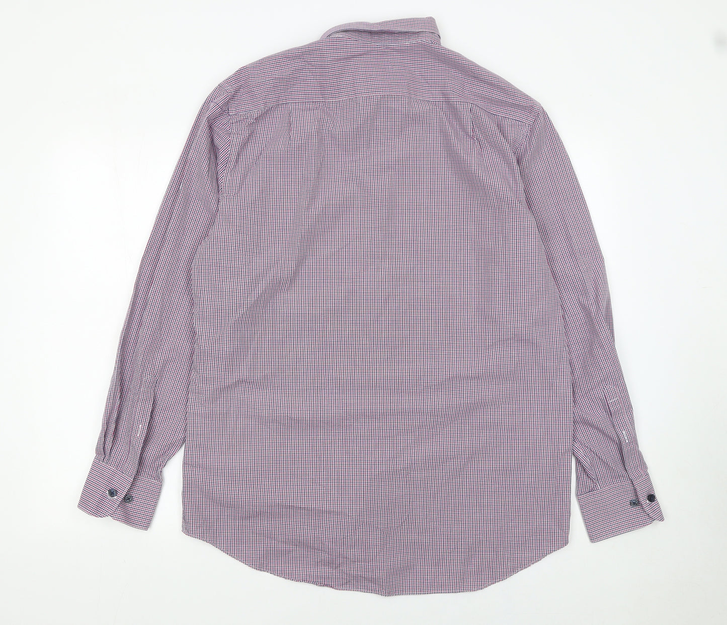 Marks and Spencer Men's Multicoloured Check Long Sleeve Button-Up Shirt Size 16 Regular