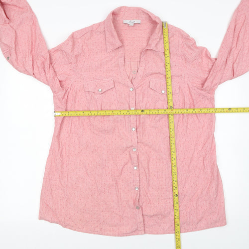 Ann Harvey Womens Pink Long Sleeve Cotton Button-Up Shirt Size 20