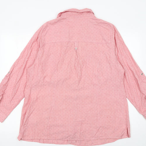 Ann Harvey Womens Pink Long Sleeve Cotton Button-Up Shirt Size 20