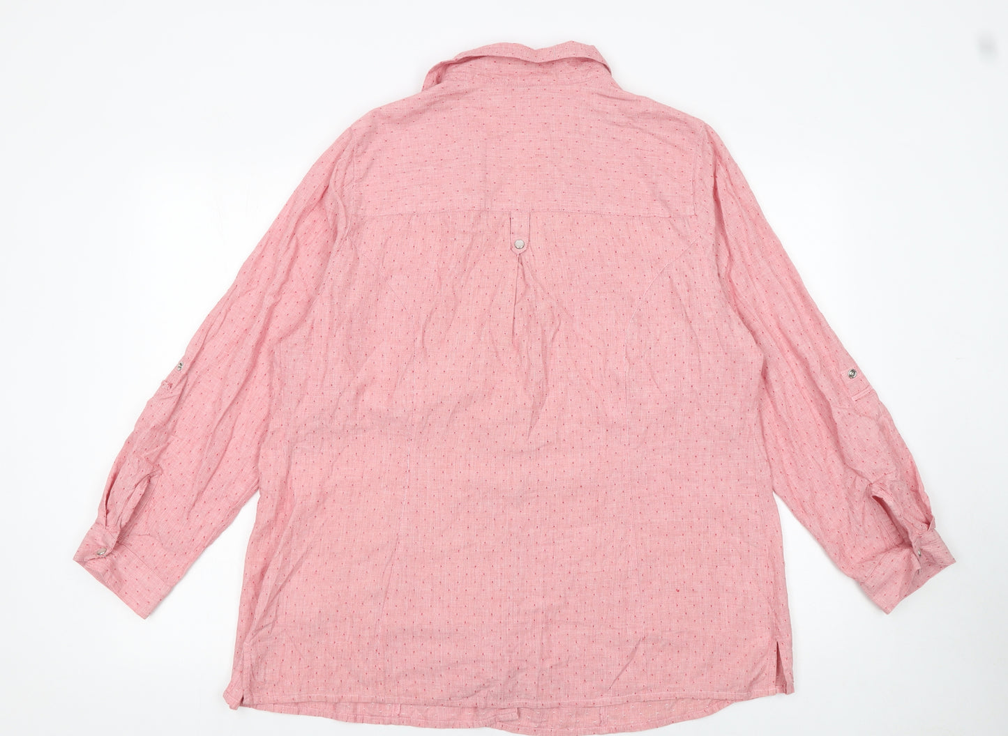 Ann Harvey Womens Pink Long Sleeve Cotton Button-Up Shirt Size 20