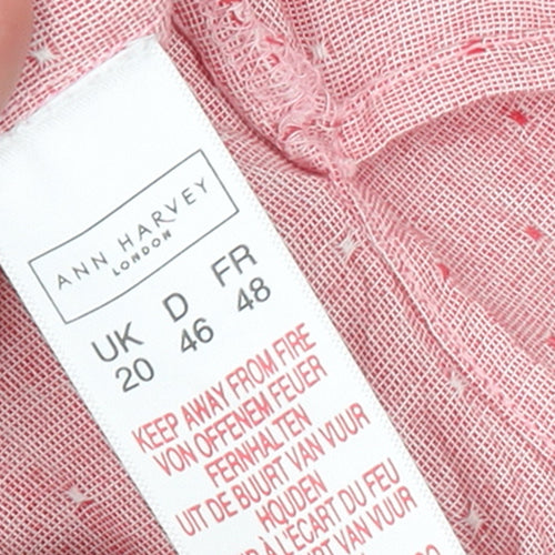 Ann Harvey Womens Pink Long Sleeve Cotton Button-Up Shirt Size 20