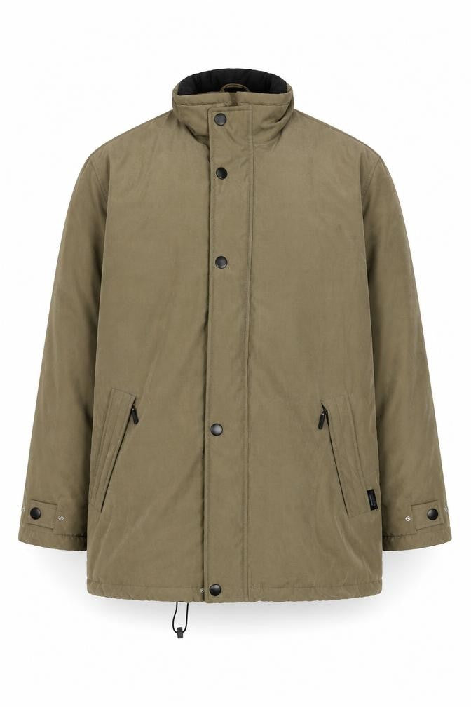 Front view of Bush Men's Brown Parka Jacket, size 44, Regular Waterproof Winter Coat