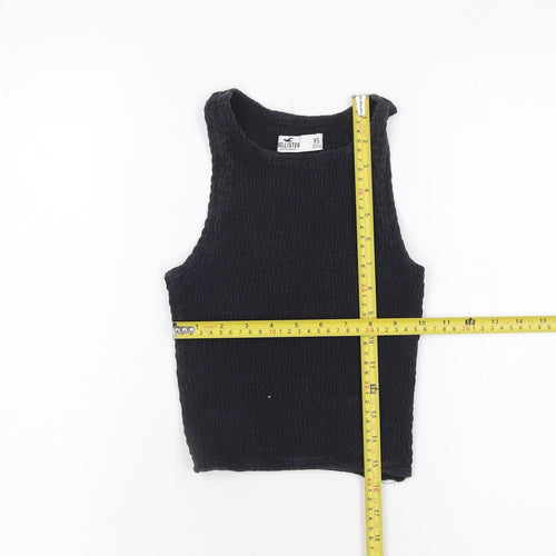 Hollister Womens Black XS Cropped Racerback Tank Top Cotton Blend