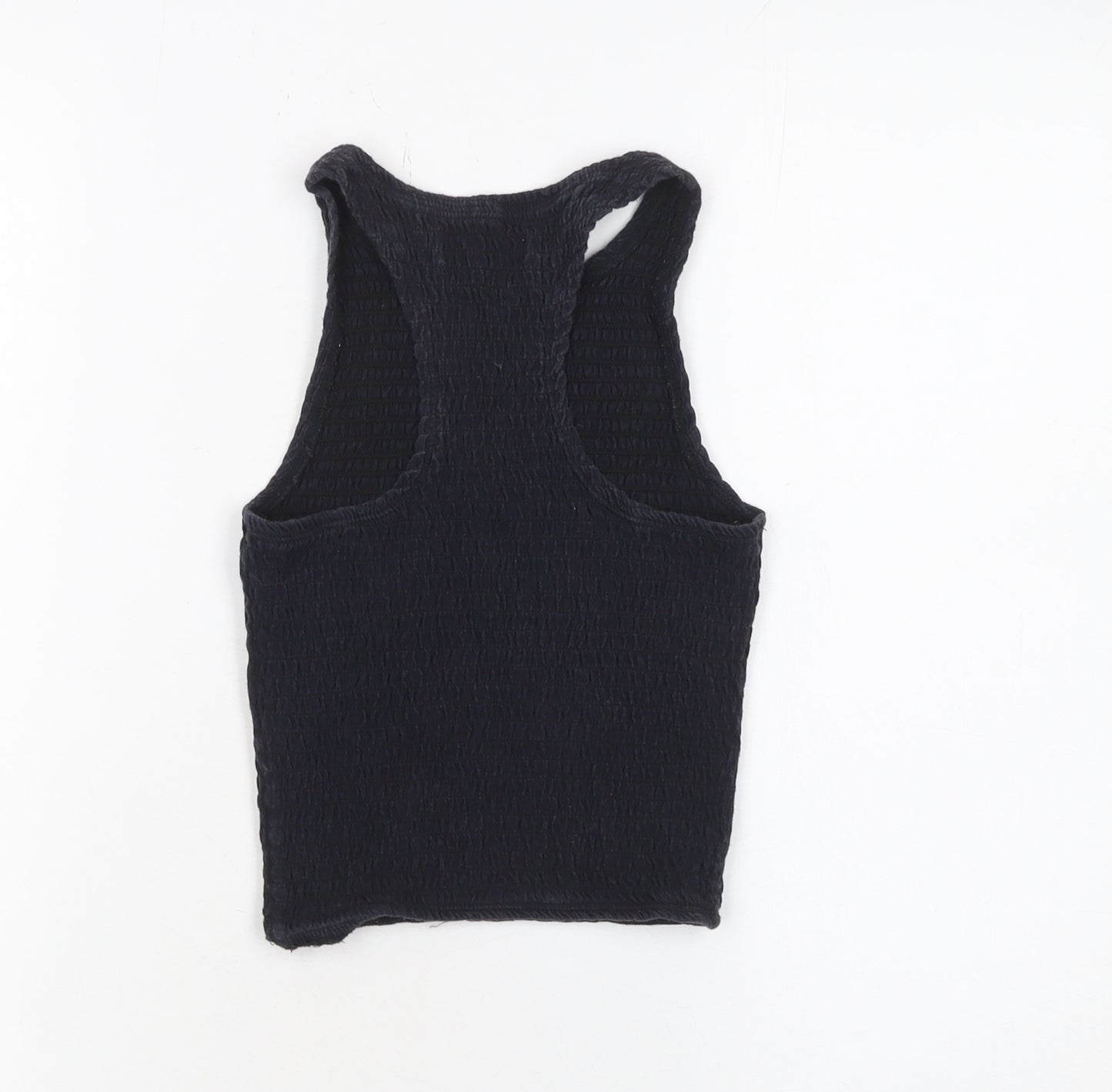 Hollister Womens Black XS Cropped Racerback Tank Top Cotton Blend