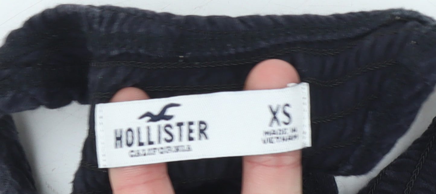 Hollister Womens Black XS Cropped Racerback Tank Top Cotton Blend