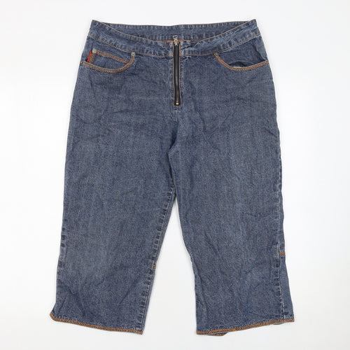 Mambo Women Blue Denim Bermuda Shorts Size 12 Regular Fit