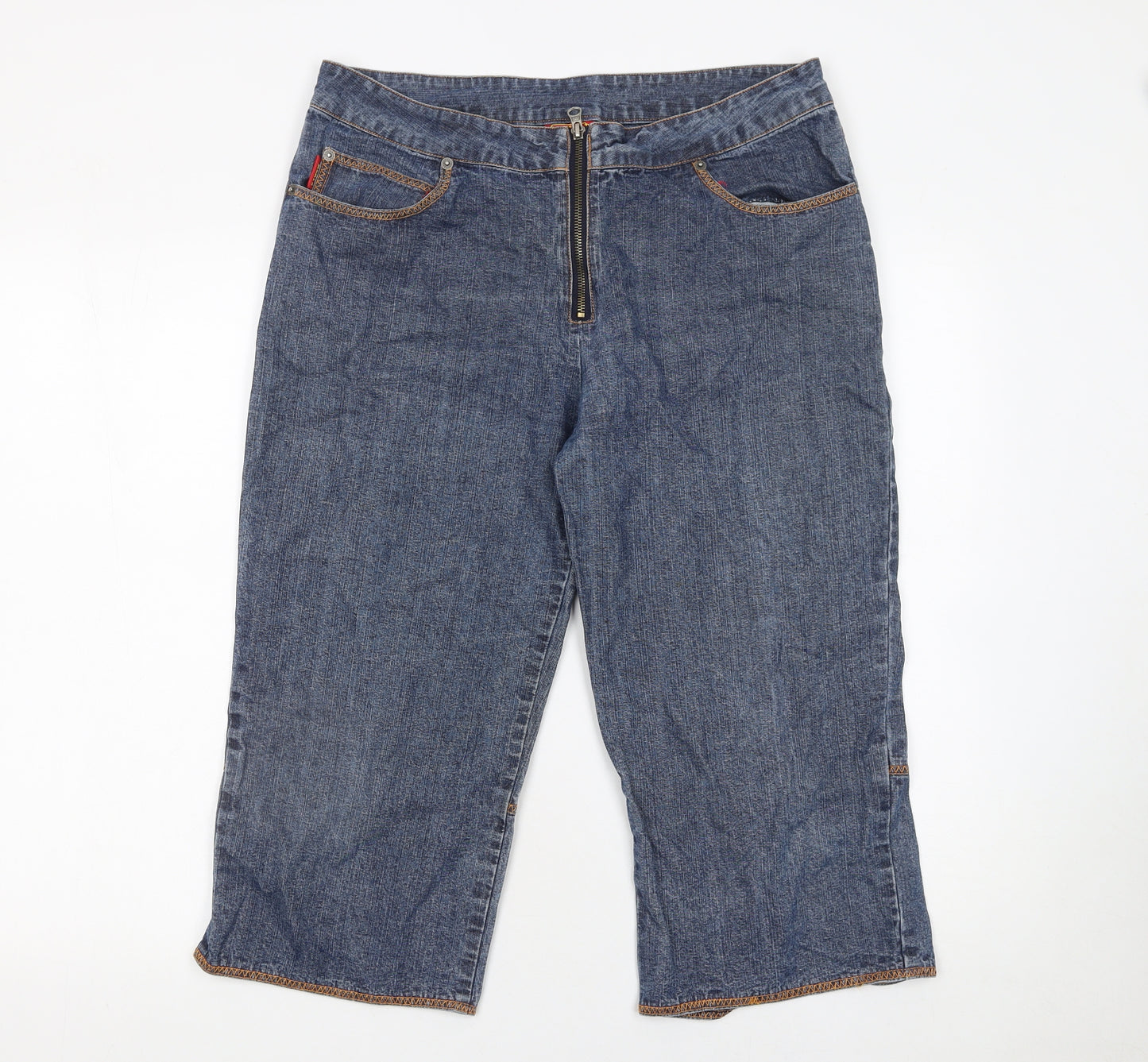 Mambo Women Blue Denim Bermuda Shorts Size 12 Regular Fit