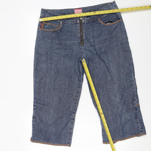 Mambo Women Blue Denim Bermuda Shorts Size 12 Regular Fit