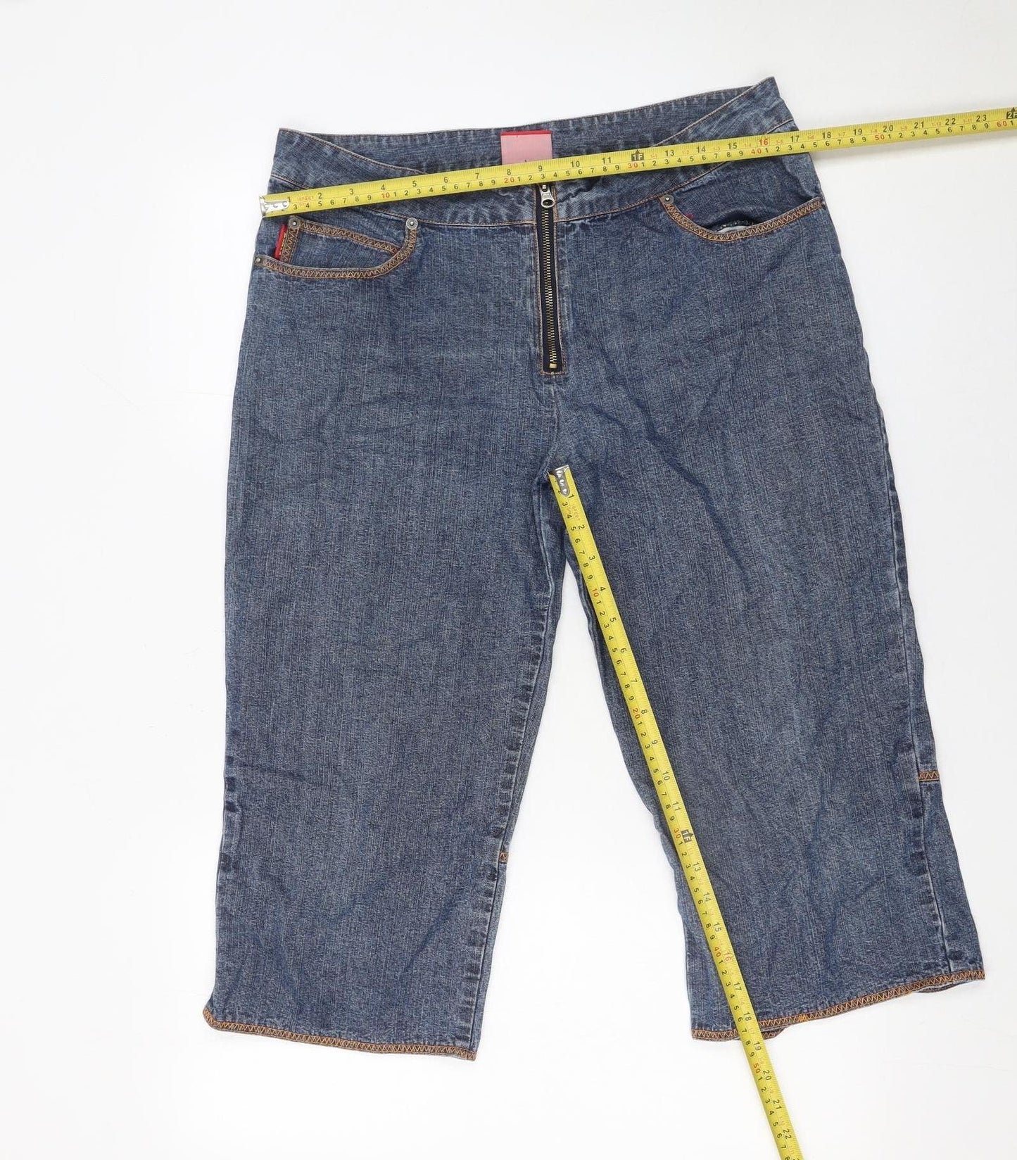 Mambo Women Blue Denim Bermuda Shorts Size 12 Regular Fit