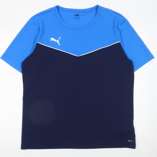 Puma Men Blue Colourblock DryCELL 2XL Short Sleeve Sports T-Shirt