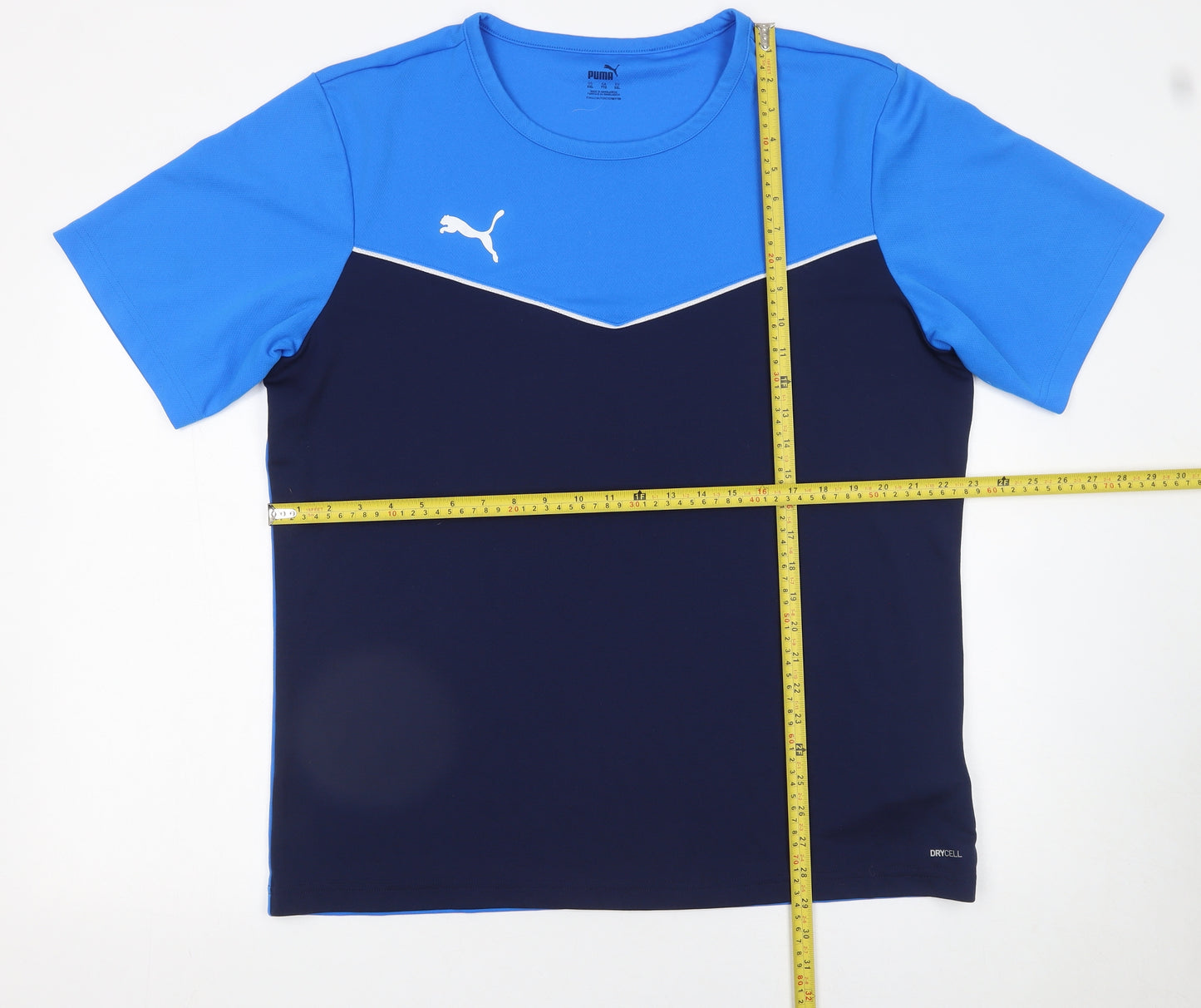 Puma Men Blue Colourblock DryCELL 2XL Short Sleeve Sports T-Shirt