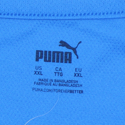 Puma Men Blue Colourblock DryCELL 2XL Short Sleeve Sports T-Shirt