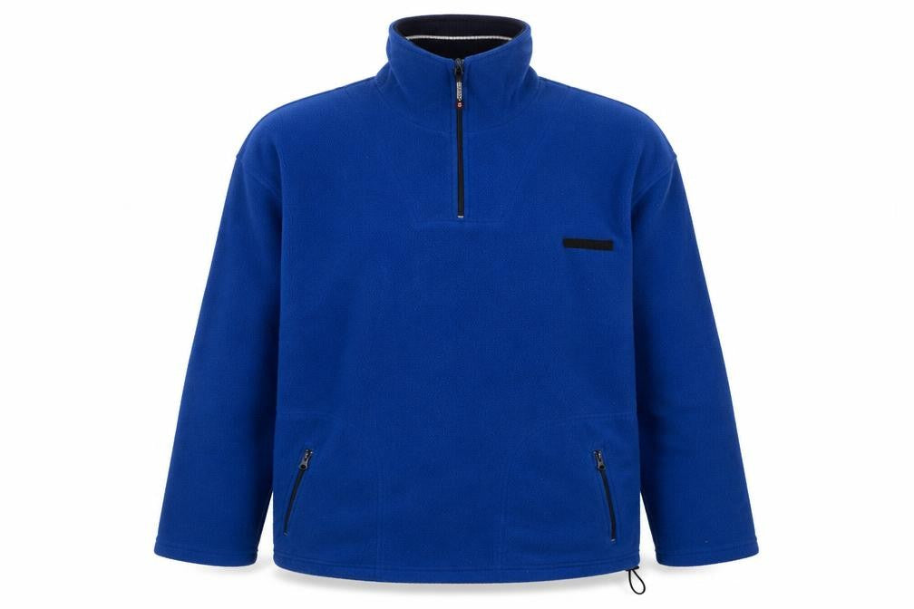 Front view of Active Men's Blue Fleece 1/2 Zip Pullover Sweatshirt, size L