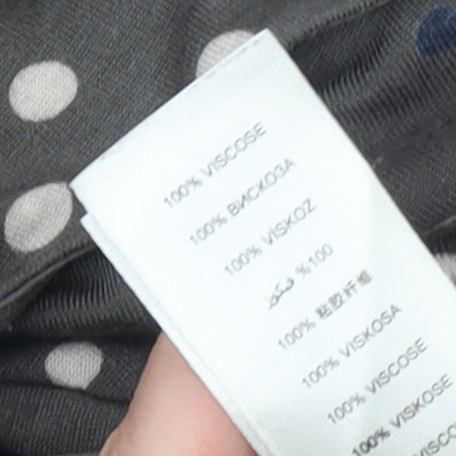 John Rocha Womens Grey Polka Dot Ruffle V-Neck Tunic Blouse Size 20