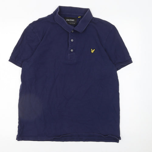 Lyle & Scott Men's Blue Slim Fit Cotton Polo Shirt Size L