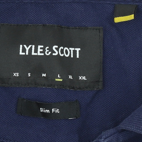 Lyle & Scott Men's Blue Slim Fit Cotton Polo Shirt Size L