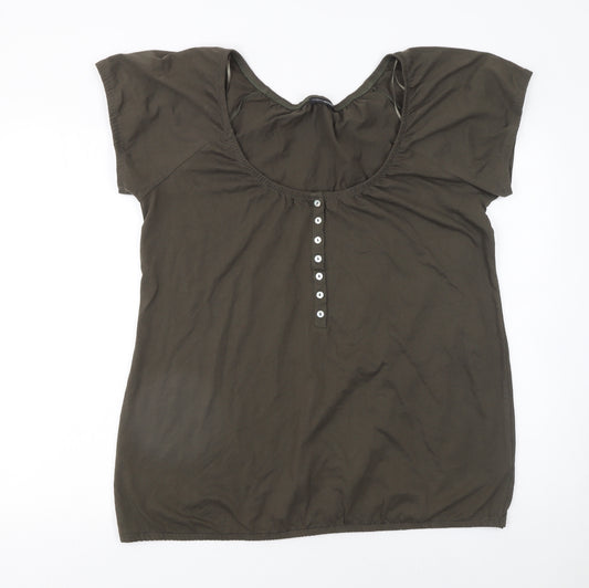 Roger & Rogers Women Khaki Short Sleeve Henley T-Shirt Size 20 100% Cotton